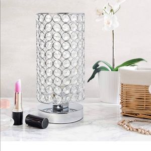 Crystal Cylindrical Uplight Table Lamp - Chrome